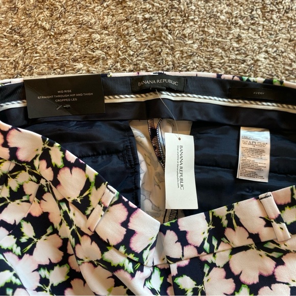 Banana Republic Avery Floral Pants Size 12 NWT Mid Rise Straight Cropped Leg - Picture 5 of 6